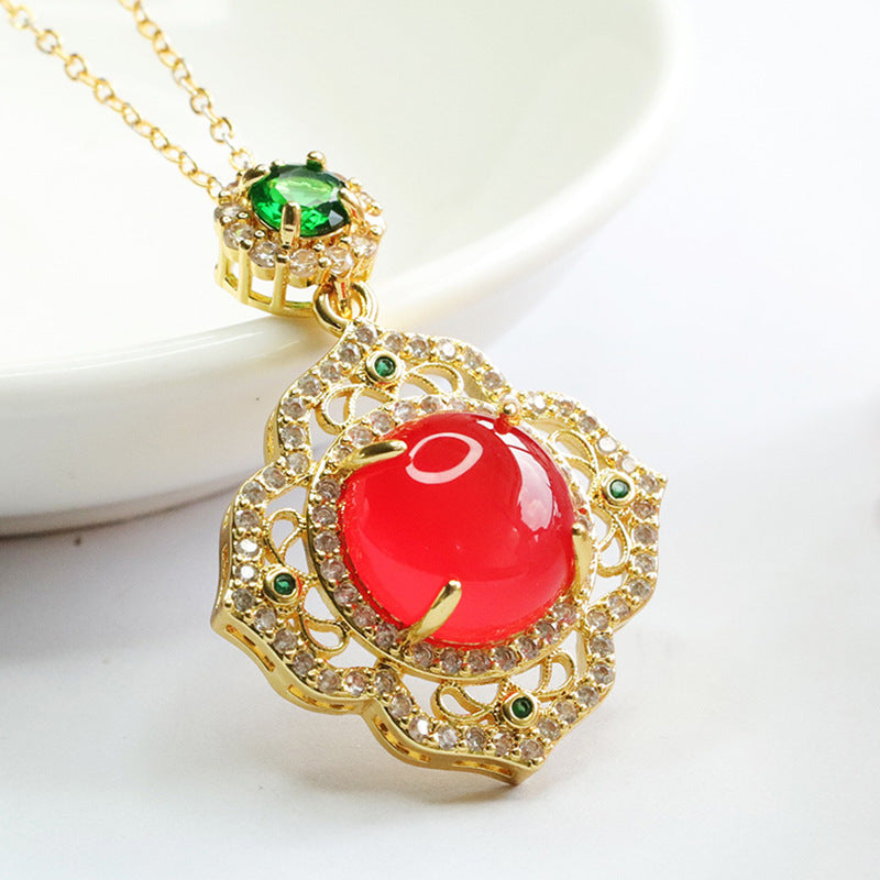 Carnelian Pendant Carnelian Petal Necklace for Women Retro MN3080207