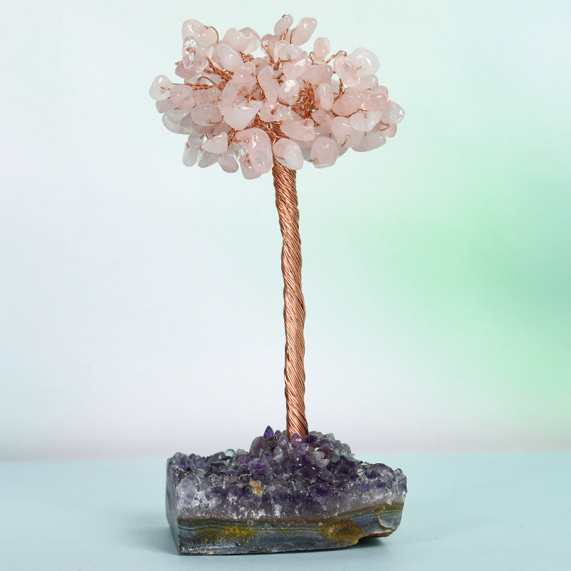 Natural crystal gravel crystal tree ornaments fluorite raw stone home office creative decoration crafts supply source