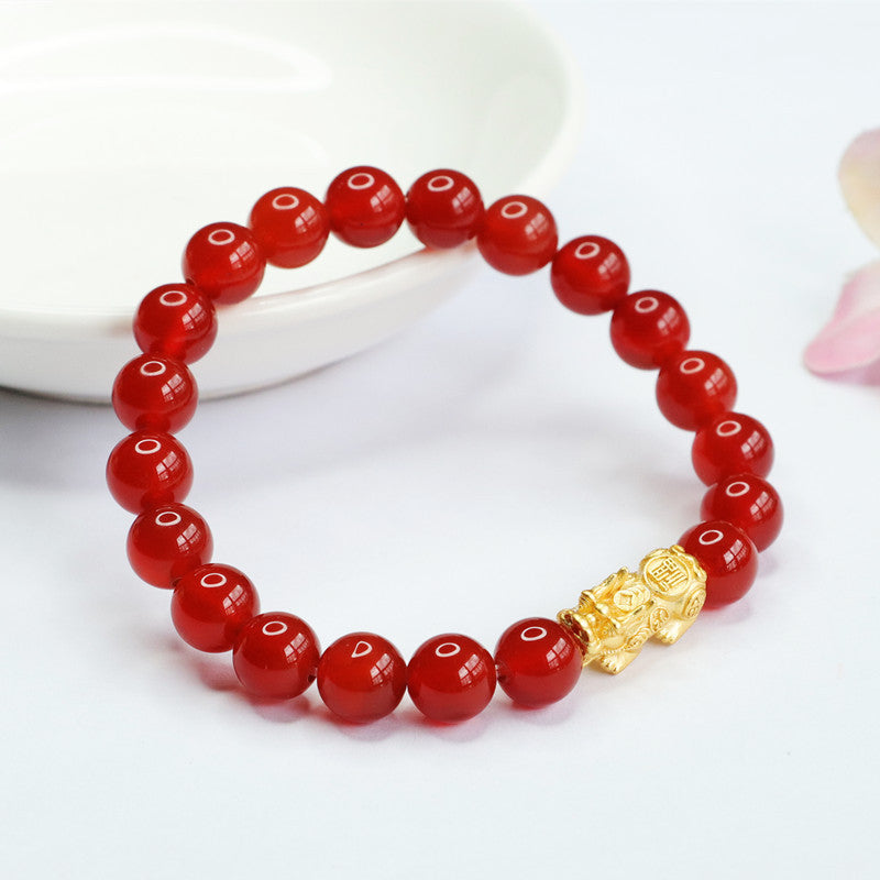 Natural red agate bracelet silver Pixiu bracelet chalcedony jewelry MN2070102