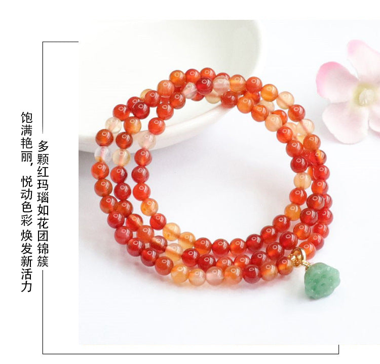 Natural red agate multi-circle bracelet lotus tassel chalcedony bracelet jewelry MN2050507