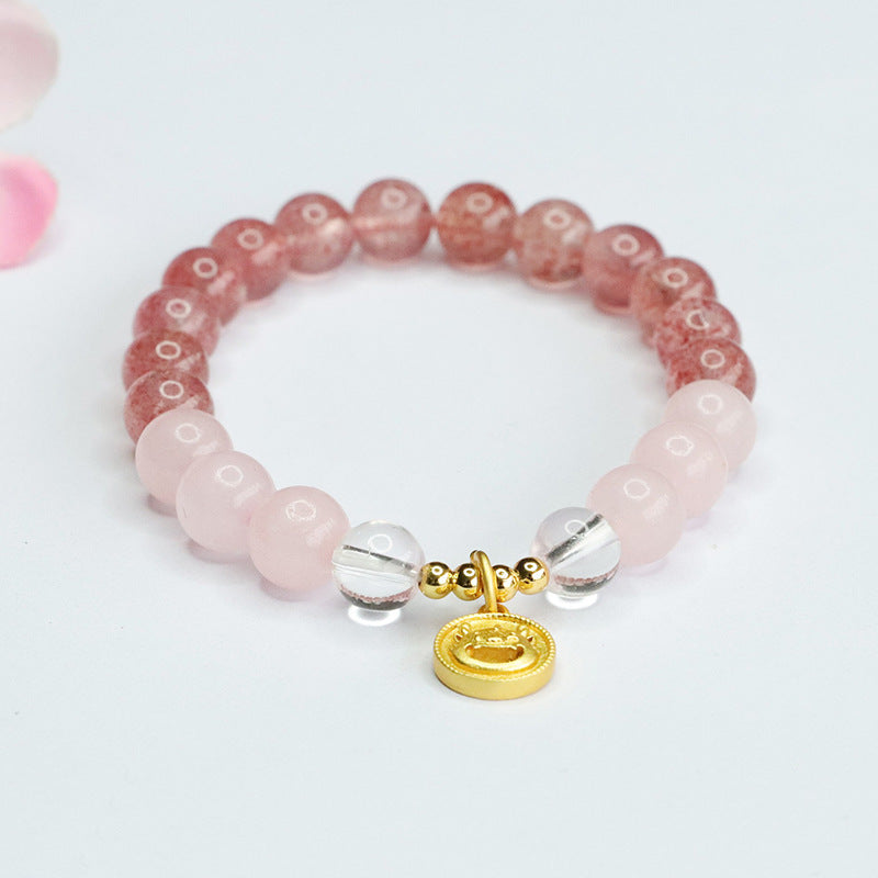 Natural Pink Crystal Bracelet Strawberry Crystal Auspicious Dragon Bracelet Year of the Dragon Jewelry Wholesale Delivery CB4022307 