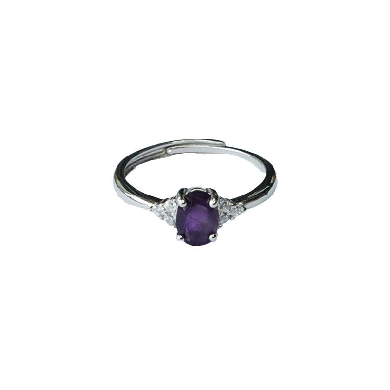 Natural Amethyst Ring Purple Colorful Jewelry Ring Retro Jewelry CB3100103 