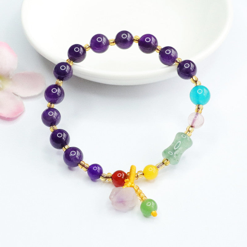 Natural Amethyst Bracelet Small Waist Tassel Bracelet Women's Colorful Jewelry CB2050907 