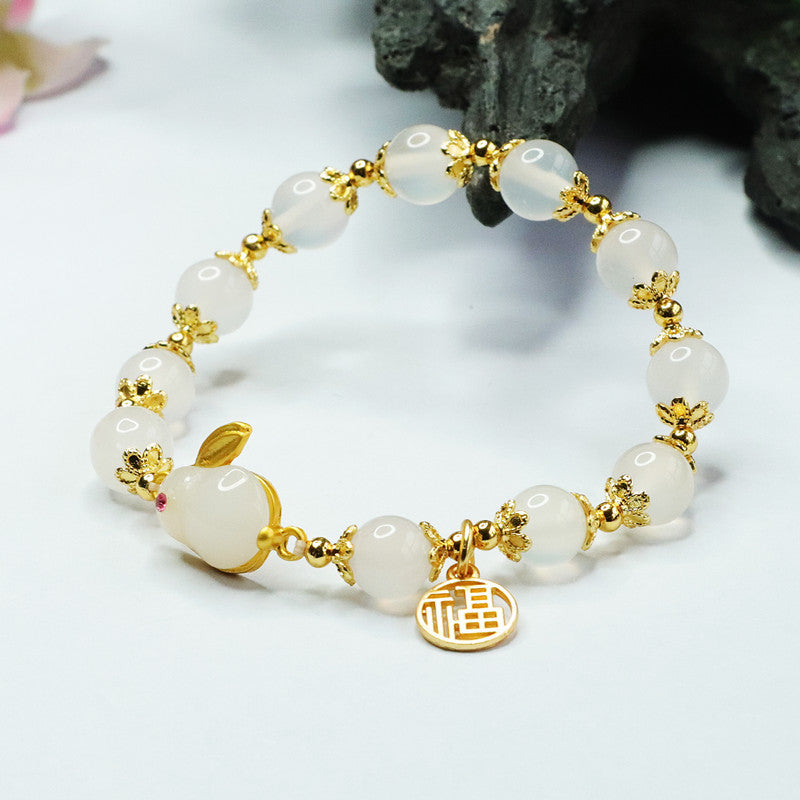 Red Agate Bracelet Rabbit Chalcedony Bracelet Year of the Rabbit Bracelet Jewelry MN2103102