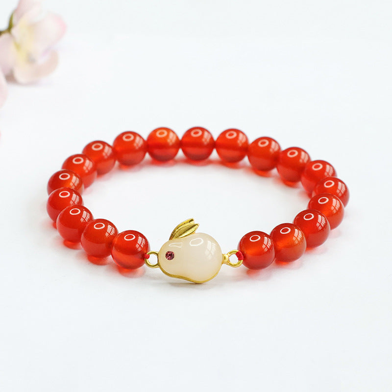 Natural Agate Rabbit Bracelet Red Agate Year of the Rabbit Bracelet Jewelry Jewelry MN2121409