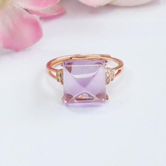 S925 silver set with natural amethyst sugar tower ring colorful treasure ring CB3102903 