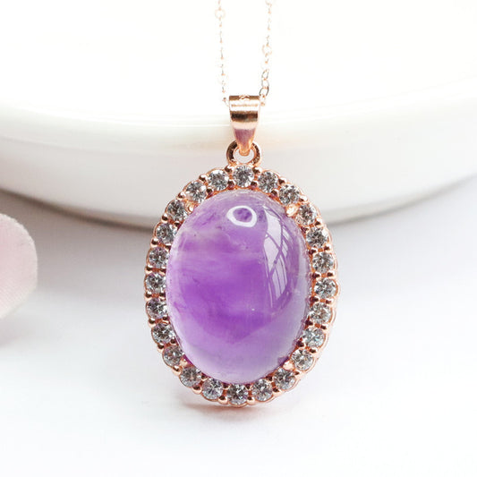 S925 silver inlaid with natural amethyst pigeon egg pendant jewelry CB2042503 