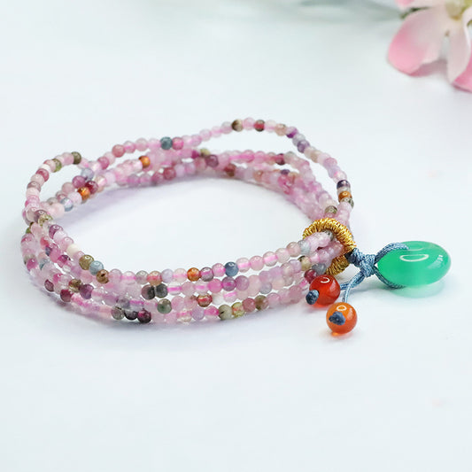 Natural candy tourmaline bracelet multi-circle chrysoprase safety buckle bracelet for women CB3022402 