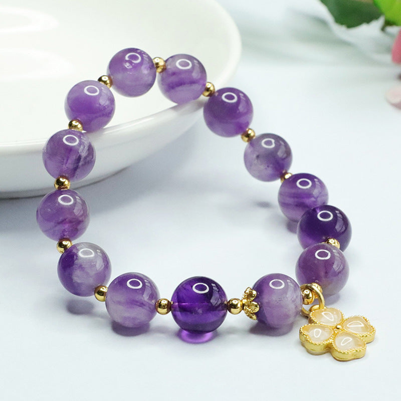 Natural lavender amethyst bracelet four-leaf clover tassel bracelet CB3071801 