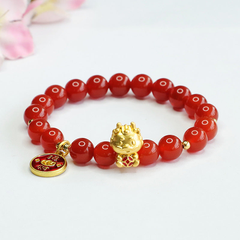 Natural red agate bracelet zodiac year of the dragon bracelet animal year jewelry MN3111606