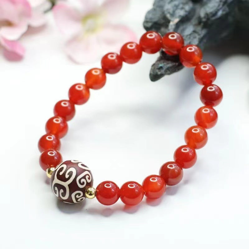 Red agate bracelet palindrome beads chalcedony bracelet jewelry MN1122570