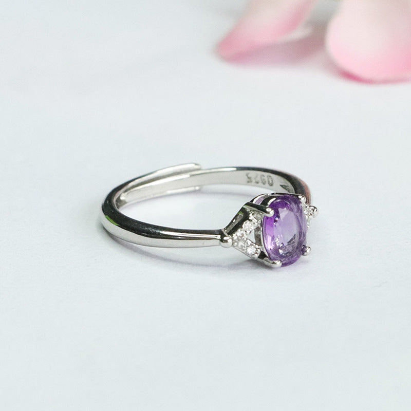 Natural amethyst ring purple color treasure ring ring jewelry live broadcast one piece CB2040713 