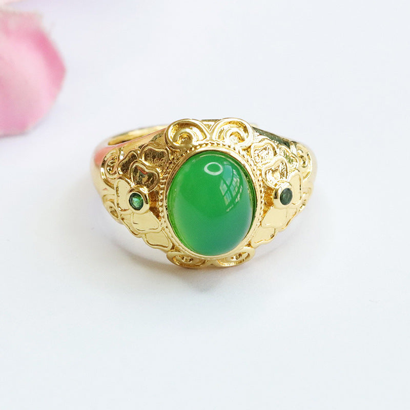 Natural chrysoprase ring pigeon blood red agate ring palace style jewelry MN3110604