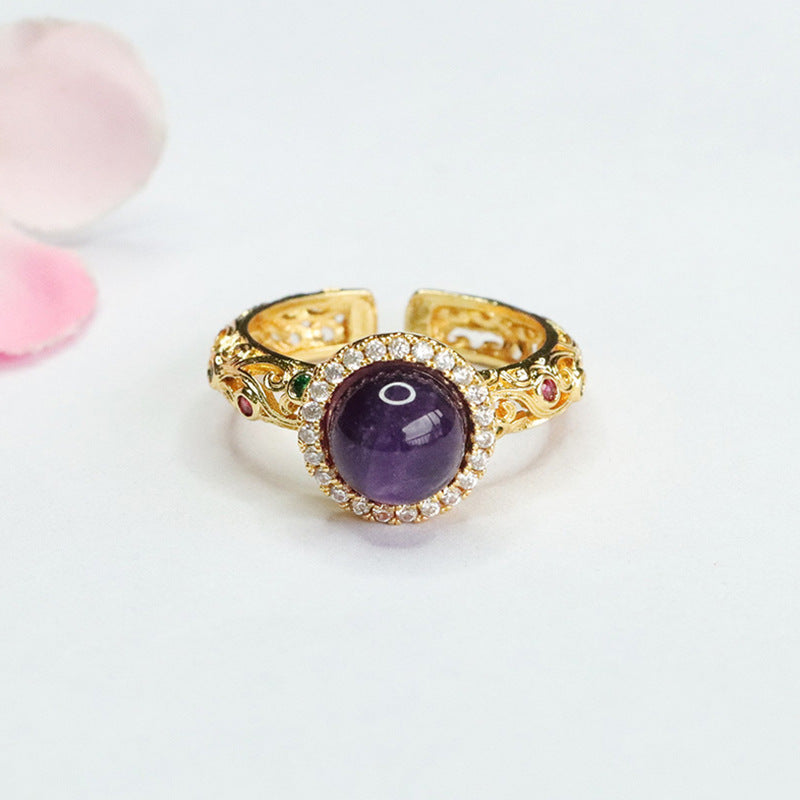 Natural Amethyst Ring Purple Colorful Open Ring Ring CB4040504 