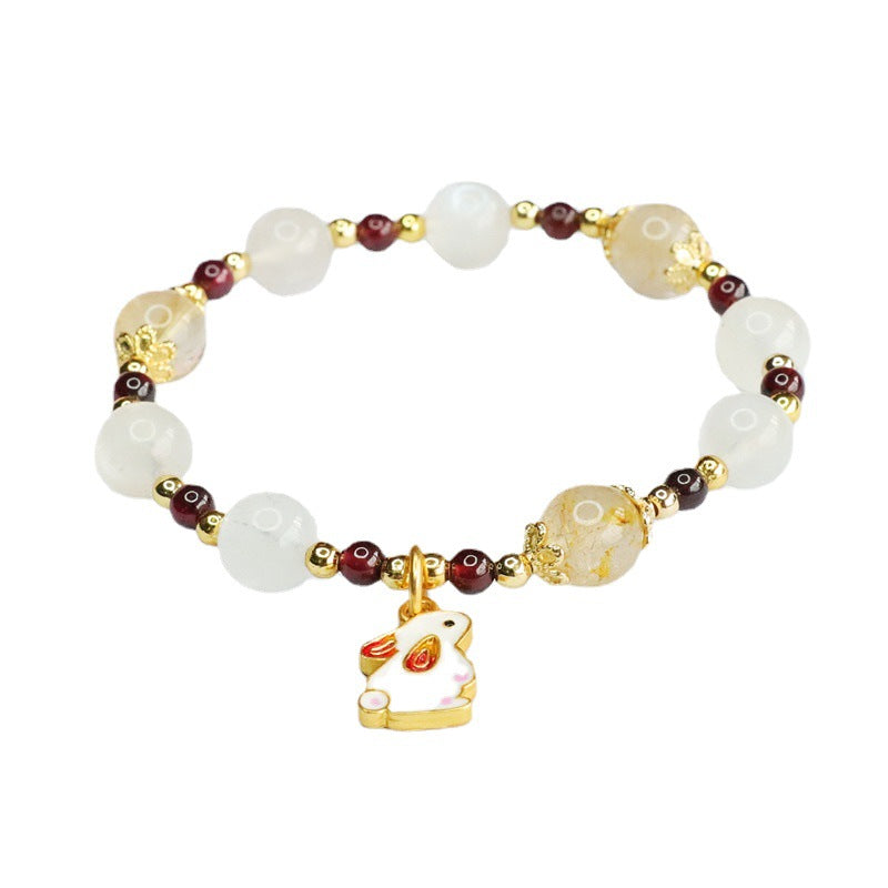 Natural white moonlight bracelet garnet blonde crystal bracelet CB3041109 