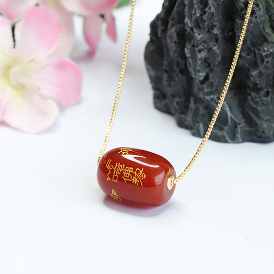 18K gold with red agate pendant Passepartout necklace MN3030204