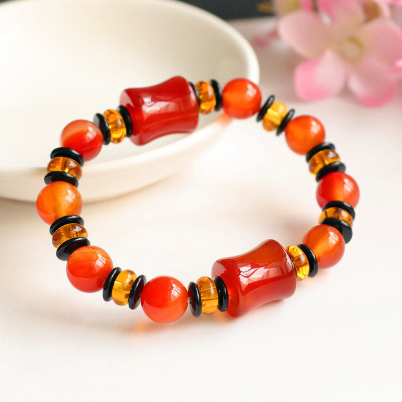 Red agate bamboo bracelet chalcedony bracelet jewelry MN1122569