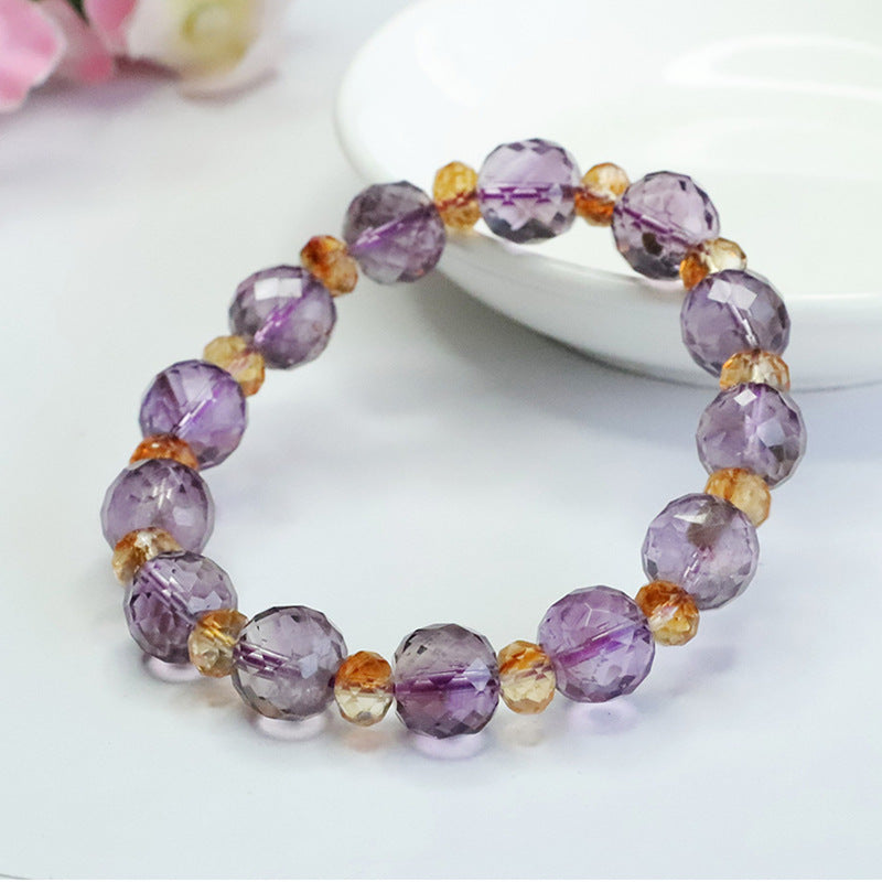 Natural amethyst faceted beads bracelet citrine bracelet jewelry CB3111407 