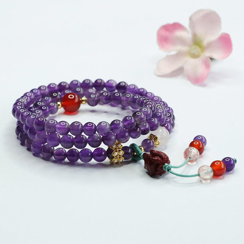 Natural Amethyst Multi-ring Bracelet Purple Clay Nine-tailed Fox Bracelet Necklace Women CB4052107 