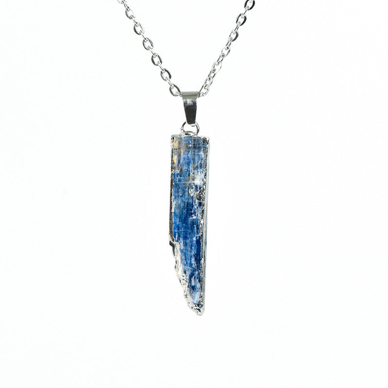 Exquisite and simple natural kyanite rough stone gold-plated pendant irregular crystal necklace jewelry accessories 