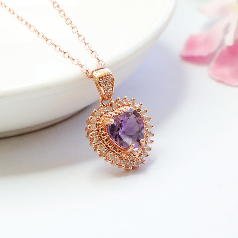 Natural Amethyst Pendant Love Overseas Hot Selling Colorful Jewelry CB2101305 