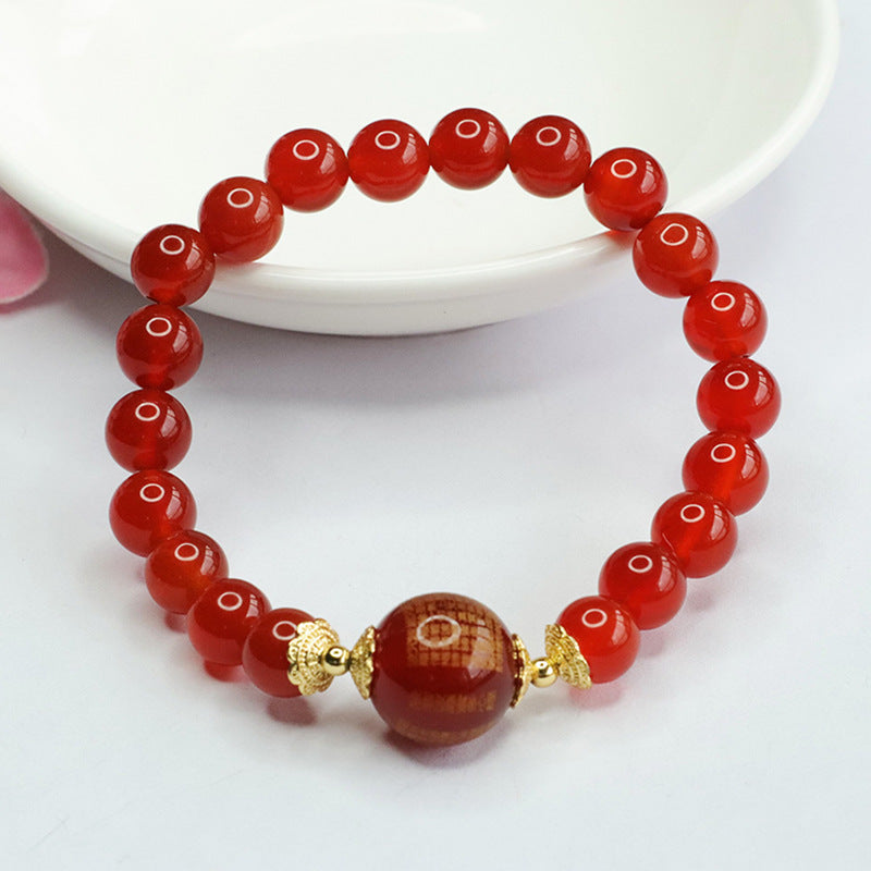 Red Agate Heart Sutra Bracelet Pigeon Blood Carnelian Bracelet for Women MN3082502