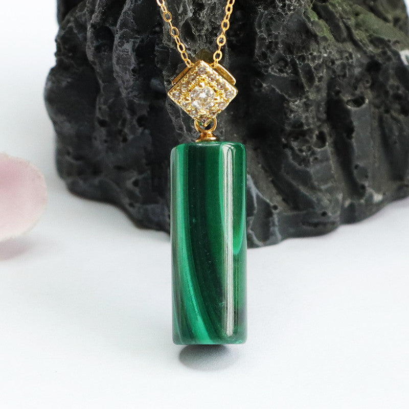 Natural malachite cylindrical pendant Passepartout necklace jewelry CB2042404 