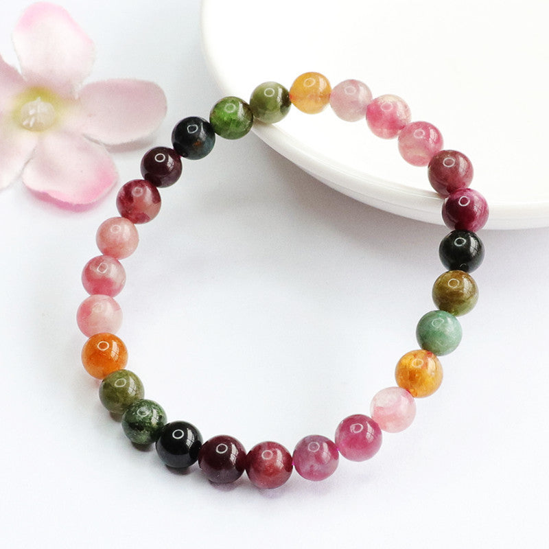 Natural Tourmaline Bracelet Rainbow Bracelet Bead String Women's Crystal Colorful Jewelry CB2042101 