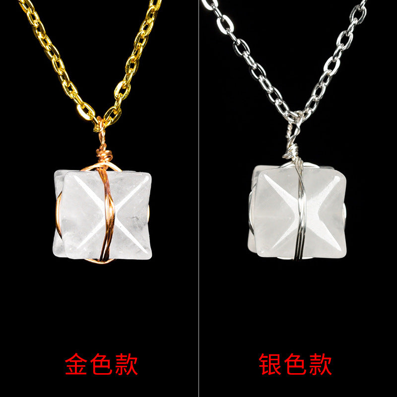 Hot Selling Merkaba New Multi-Color Optional White Crystal Rose Quartz Simple Personalized Necklace 