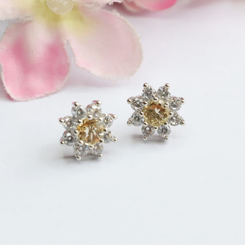 Natural Citrine Earrings S925 Silver Needle Colorful Earrings Women's Jewelry CB3110306 