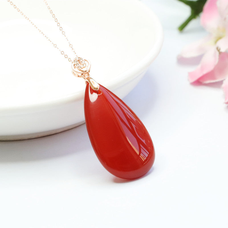 S925 silver with red agate pendant chalcedony drop jewelry MN2101004