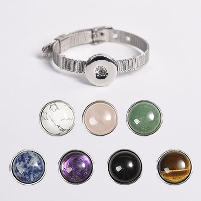 Personalized button crystal raw stone handmade diy colorful crystal bracelet material jewelry accessories 