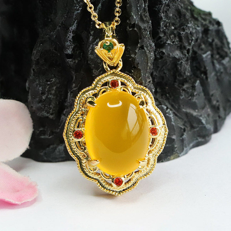 Ice chrysoprase pendant red agate necklace women's retro jewelry MN4013003 