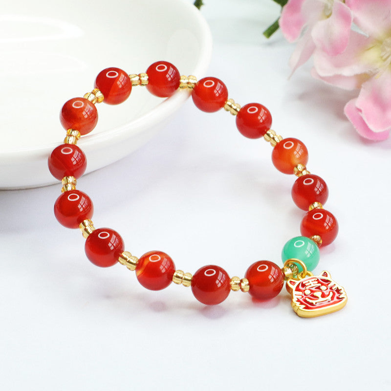 Natural red agate bracelet tiger tiger vigorous chalcedony diy bracelet MN2062301