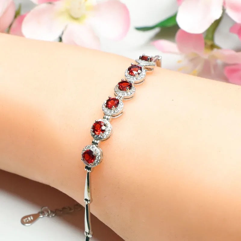 Natural garnet bracelet full body burgundy crystal jewelry CB2111030 