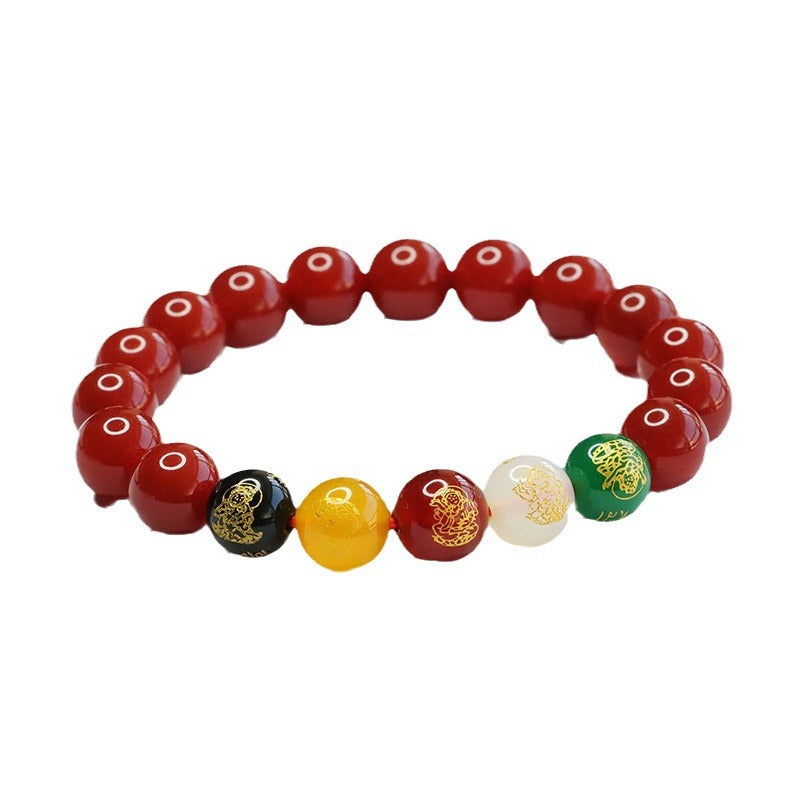 Red Agate Bracelet Five-Way God of Wealth Chalcedony Bracelet Temple Attractions Ornament MN3121204