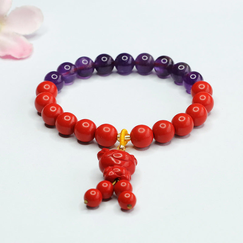 Nine Purple Fire Bracelet Amethyst Bracelet Cinnabar Zodiac Jewelry CB4030104 