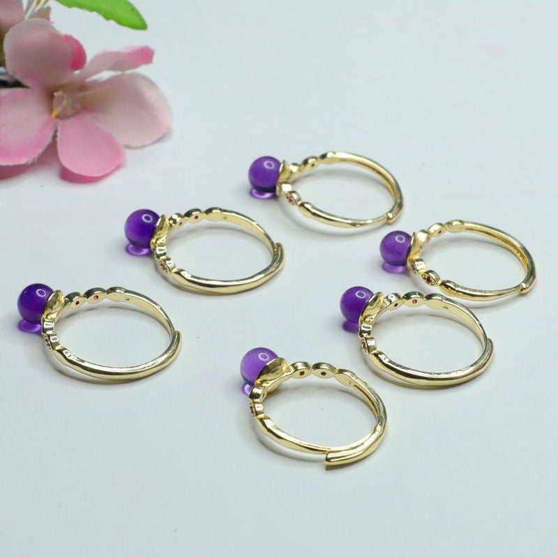 Amethyst Ring Women's Ring Popular Trendy Crystal Jewelry Live One Piece CB2120151 