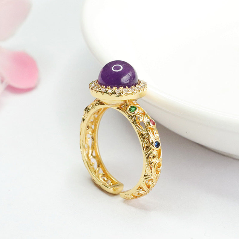 Natural Amethyst Ring Purple Colorful Open Ring Ring CB4040504 