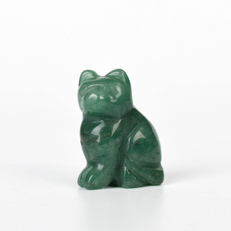 1.5-inch cat ornaments, natural crystal raw stones, semi-precious stone carvings, handicrafts, desktop jade