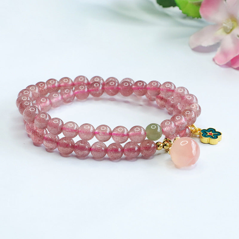 Natural crystal bracelet strawberry crystal two-circle bracelet Yanyuan Taozi jewelry factory wholesale CB3071206 