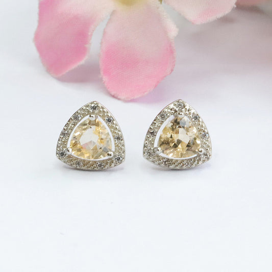 Natural Citrine Earrings S925 Silver Needle Earrings Crystal Colorful Jewelry CB3102907 