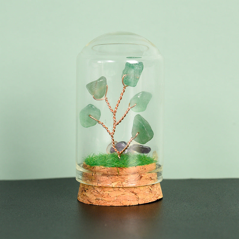 Natural crystal raw stone glass cover micro landscape crystal tree children's popular science festival gift home decoration ornaments 