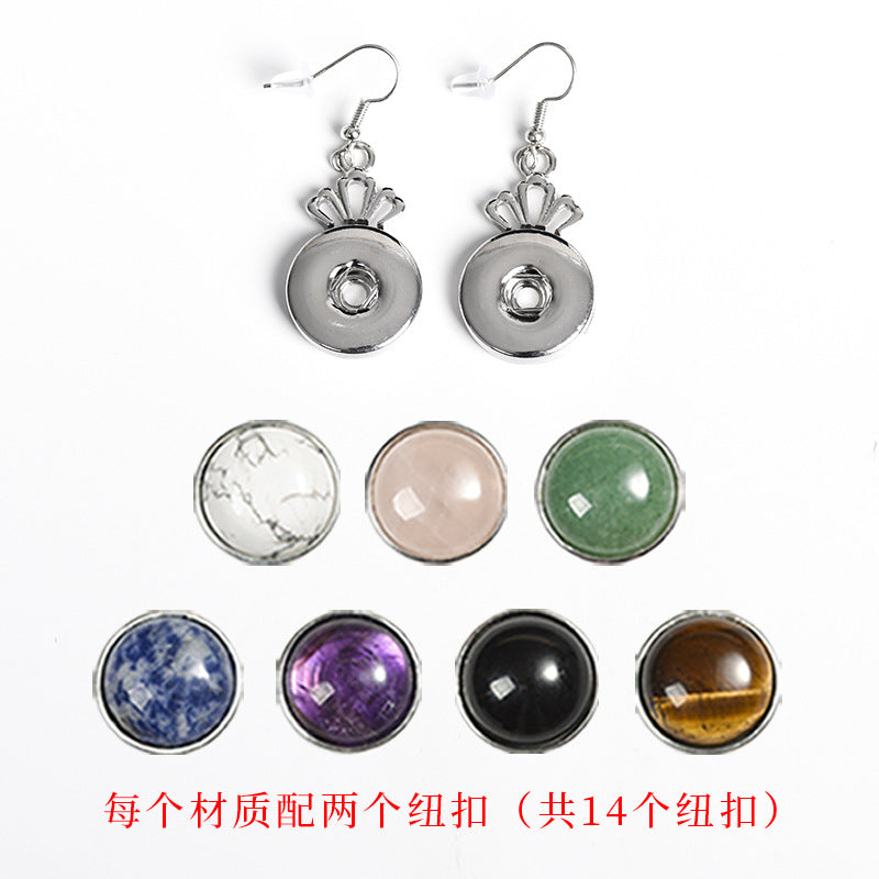 Personalized button crystal raw stone handmade diy ring earring chain material jewelry accessories