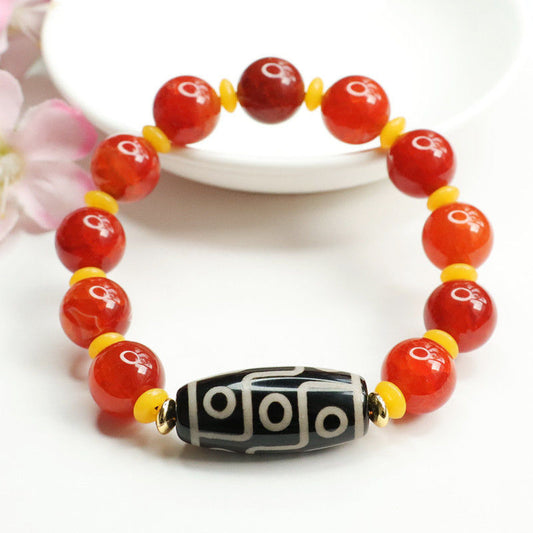 Nine-eye Dzi beads bracelet red agate bracelet chalcedony jewelry MN1122563