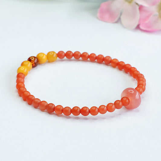 Baoshan Nanhong Bracelet Amber Beeswax Bracelet Women's Ancient Style MN3072105 