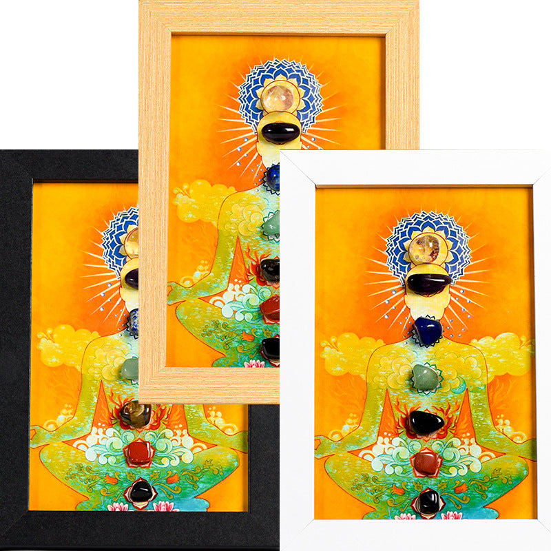 Yoga Girl Colored Original Stone Crystal Wooden Picture Frame Setup for Moving to a New Home Wooden Picture Frame Home Decoration 