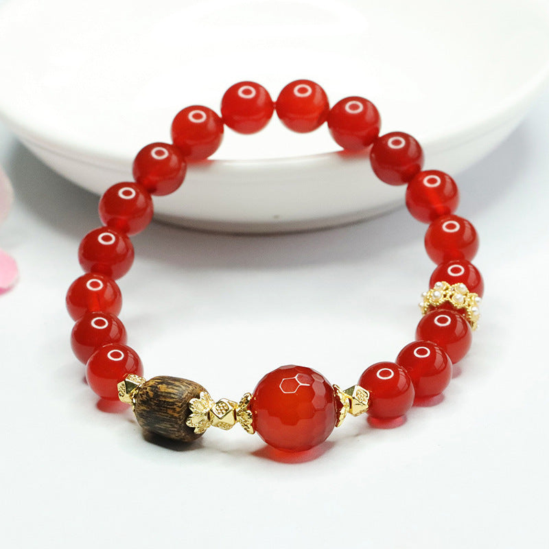 Natural red agate bracelet chalcedony agarwood bracelet new Chinese style CB4030903