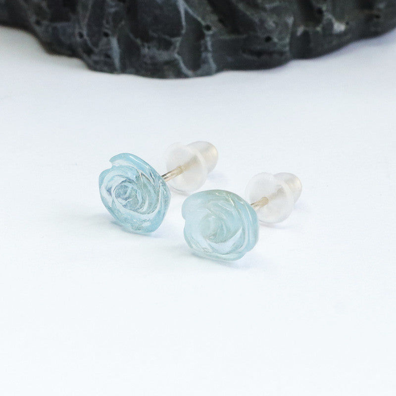 S925 silver set with natural aquamarine flower earrings crystal earrings jewelry CB2042501 