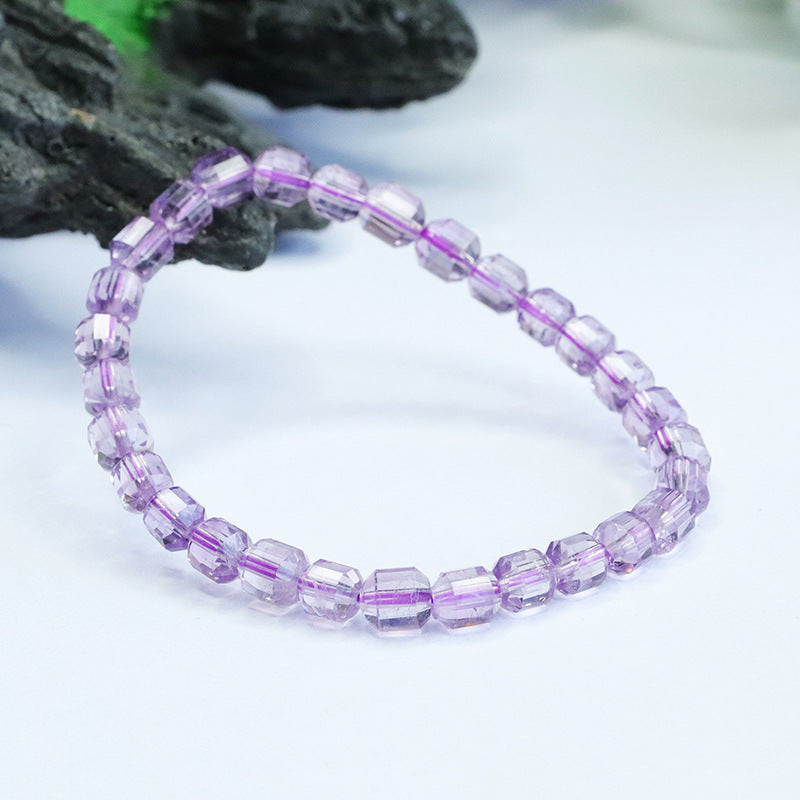 Natural Amethyst Bracelet Purple Color Treasure Faceted Cylindrical Bracelet CB3072804 